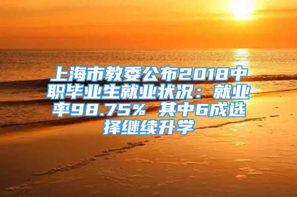 上海市教委公布2018中职毕业生就业状况：就业率98.75% 其中6成选择继续升学