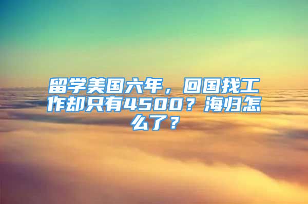 留学美国六年，回国找工作却只有4500？海归怎么了？