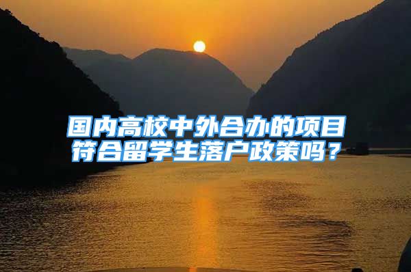 国内高校中外合办的项目符合留学生落户政策吗？