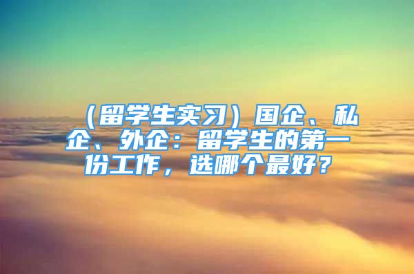 （留学生实习）国企、私企、外企：留学生的第一份工作，选哪个最好？