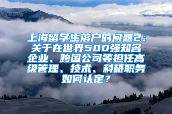 上海留学生落户的问题2：关于在世界500强知名企业、跨国公司等担任高级管理、技术、科研职务如何认定？