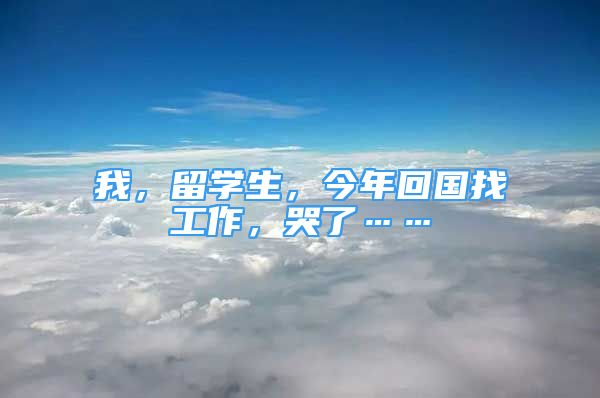 我，留学生，今年回国找工作，哭了……