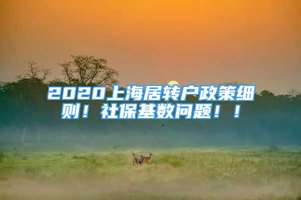 2020上海居转户政策细则！社保基数问题！！