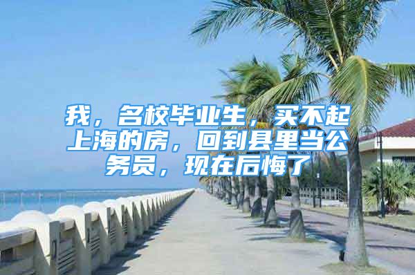 我，名校毕业生，买不起上海的房，回到县里当公务员，现在后悔了