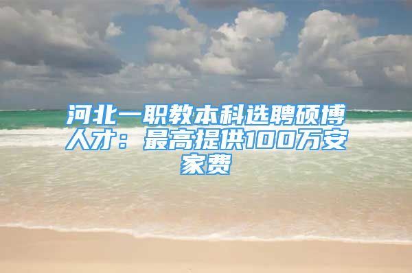 河北一职教本科选聘硕博人才：最高提供100万安家费