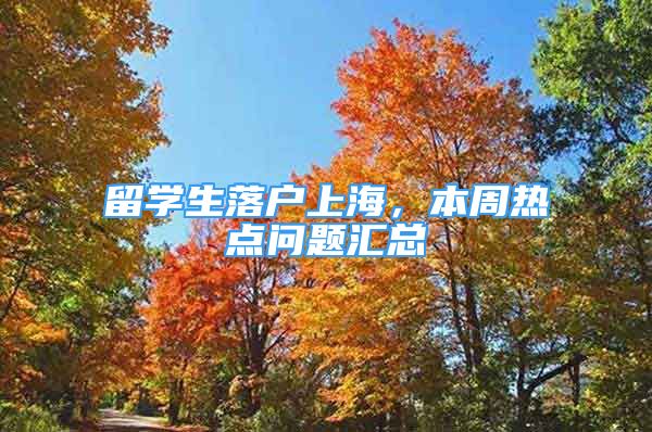 留学生落户上海，本周热点问题汇总