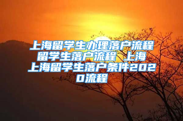 上海留学生办理落户流程 留学生落户流程 上海 上海留学生落户条件2020流程