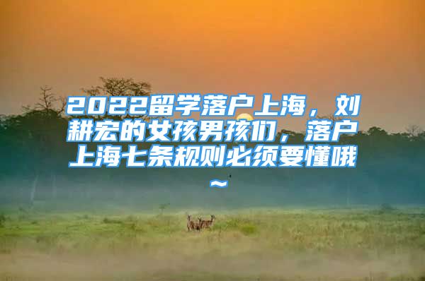 2022留学落户上海，刘耕宏的女孩男孩们，落户上海七条规则必须要懂哦～