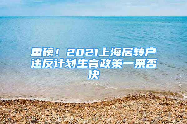 重磅！2021上海居转户违反计划生育政策一票否决