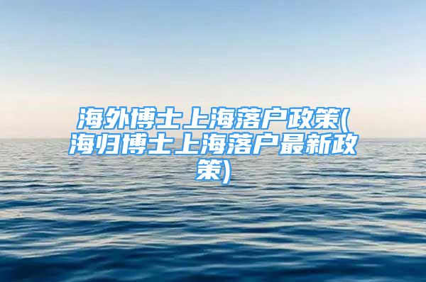 海外博士上海落户政策(海归博士上海落户最新政策)