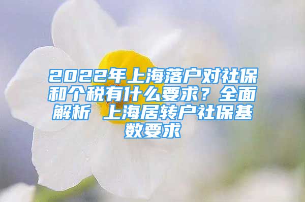 2022年上海落户对社保和个税有什么要求？全面解析 上海居转户社保基数要求