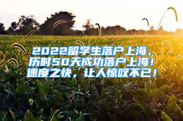 2022留学生落户上海，历时50天成功落户上海！速度之快，让人惊叹不已！