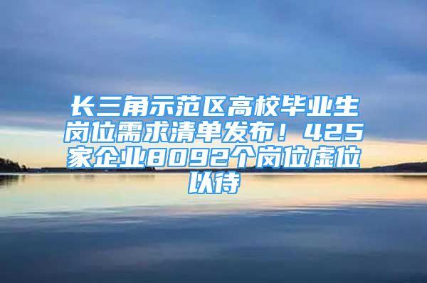 长三角示范区高校毕业生岗位需求清单发布！425家企业8092个岗位虚位以待