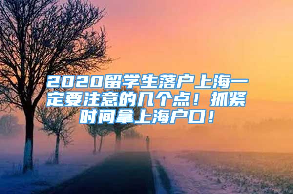 2020留学生落户上海一定要注意的几个点！抓紧时间拿上海户口！