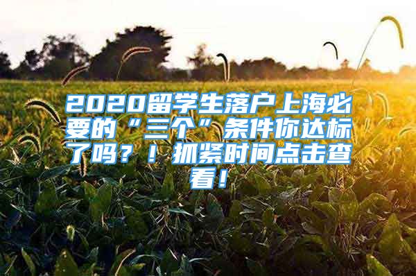 2020留学生落户上海必要的“三个”条件你达标了吗？！抓紧时间点击查看！