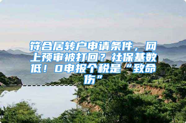 符合居转户申请条件，网上预审被打回？社保基数低！0申报个税是“致命伤”