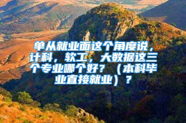 单从就业面这个角度说，计科，软工，大数据这三个专业哪个好？（本科毕业直接就业）？