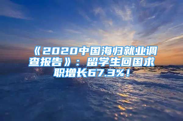 《2020中国海归就业调查报告》：留学生回国求职增长67.3%！