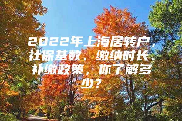 2022年上海居转户，社保基数、缴纳时长、补缴政策，你了解多少？