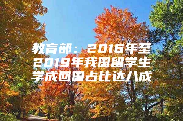 教育部：2016年至2019年我国留学生学成回国占比达八成