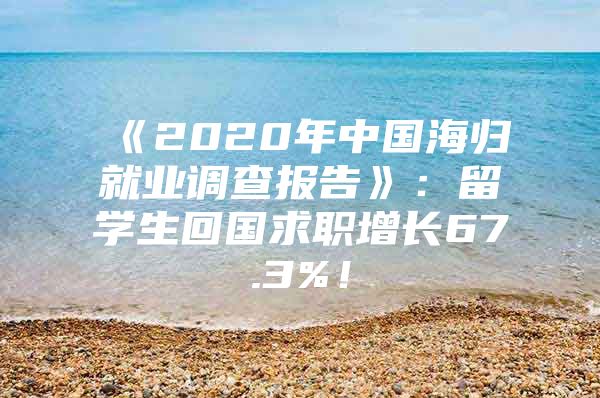 《2020年中国海归就业调查报告》：留学生回国求职增长67.3%！