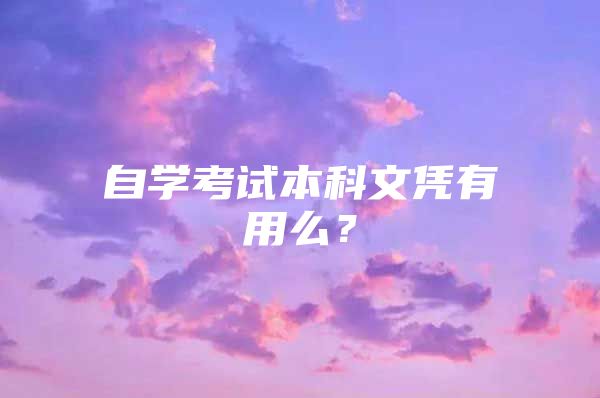 自学考试本科文凭有用么？