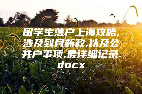 留学生落户上海攻略,涉及到月新政,以及公共户事项,最详细记录.docx