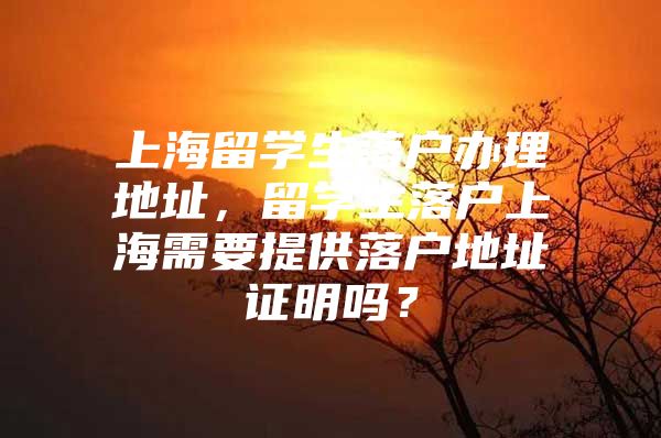 上海留学生落户办理地址，留学生落户上海需要提供落户地址证明吗？