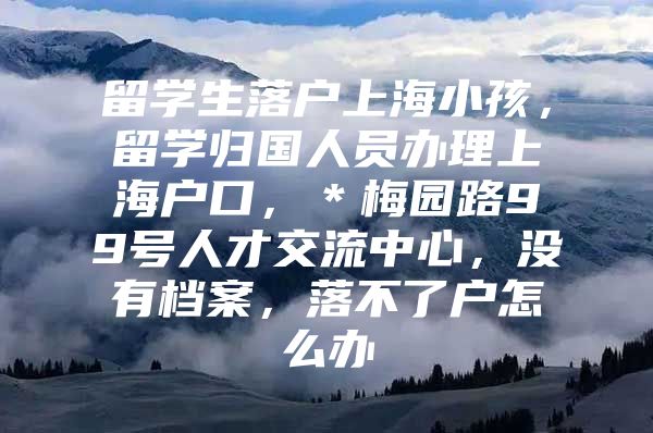 留学生落户上海小孩，留学归国人员办理上海户口，＊梅园路99号人才交流中心，没有档案，落不了户怎么办