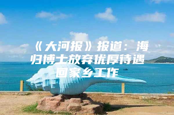 《大河报》报道：海归博士放弃优厚待遇回家乡工作