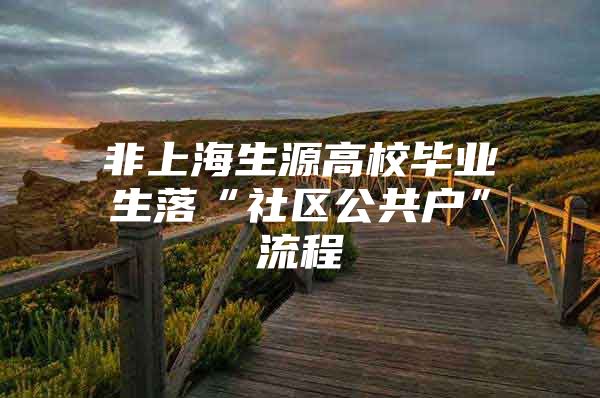 非上海生源高校毕业生落“社区公共户”流程