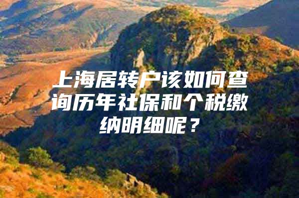 上海居转户该如何查询历年社保和个税缴纳明细呢？