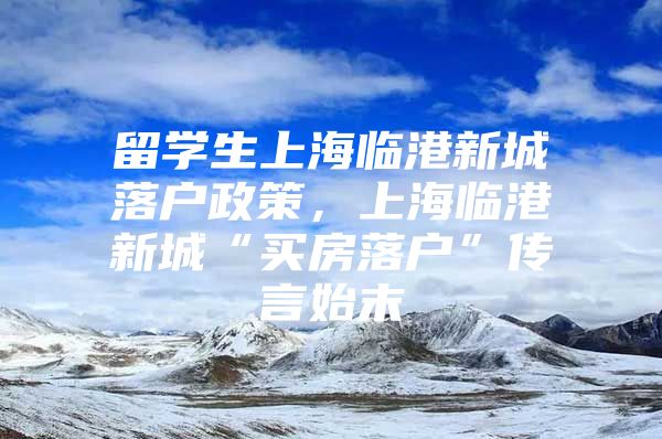 留学生上海临港新城落户政策，上海临港新城“买房落户”传言始末