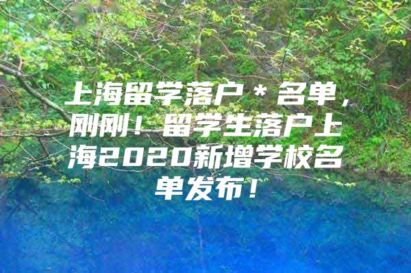 上海留学落户＊名单，刚刚！留学生落户上海2020新增学校名单发布！