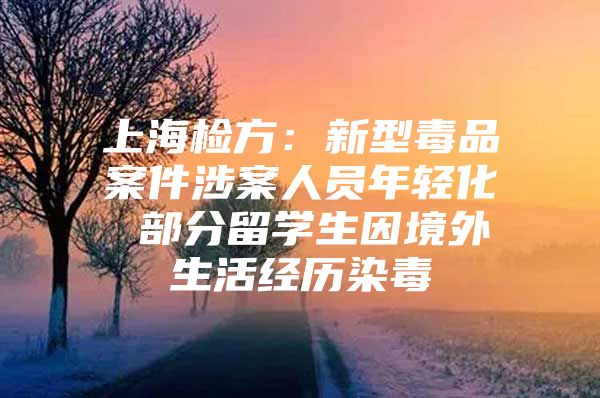 上海检方：新型毒品案件涉案人员年轻化 部分留学生因境外生活经历染毒