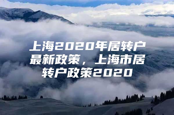 上海2020年居转户最新政策，上海市居转户政策2020