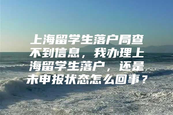 上海留学生落户局查不到信息，我办理上海留学生落户，还是未申报状态怎么回事？