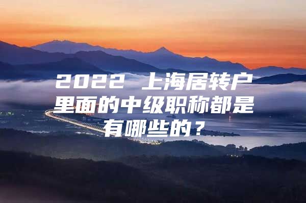 2022 上海居转户里面的中级职称都是有哪些的？