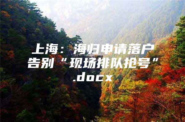 上海：海归申请落户告别“现场排队抢号”.docx