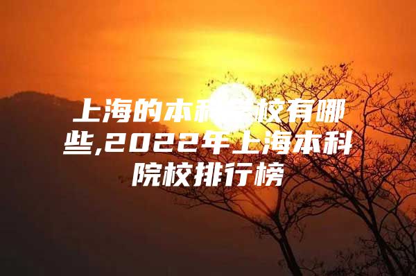 上海的本科学校有哪些,2022年上海本科院校排行榜