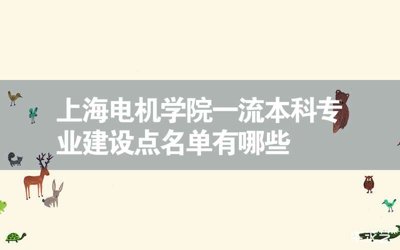 上海电机学院一流本科专业建设点名单有哪些