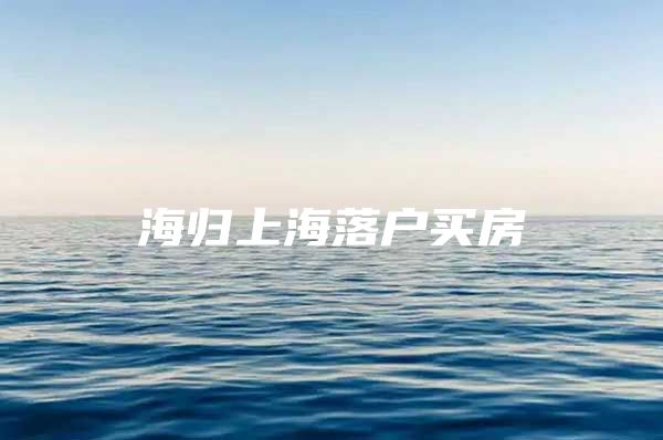 海归上海落户买房