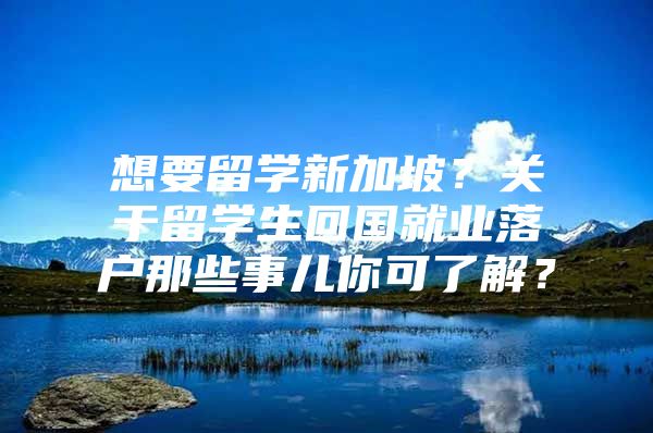 想要留学新加坡？关于留学生回国就业落户那些事儿你可了解？