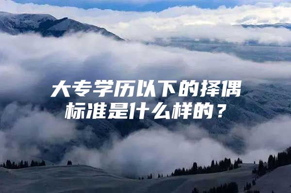 大专学历以下的择偶标准是什么样的？