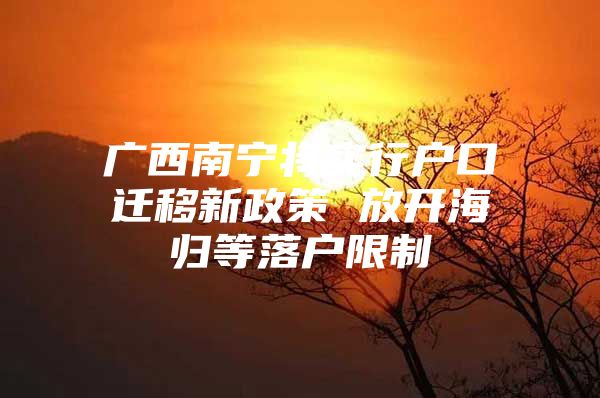 广西南宁将实行户口迁移新政策 放开海归等落户限制