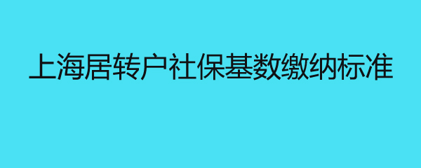 上海居转户社保基数缴纳标准