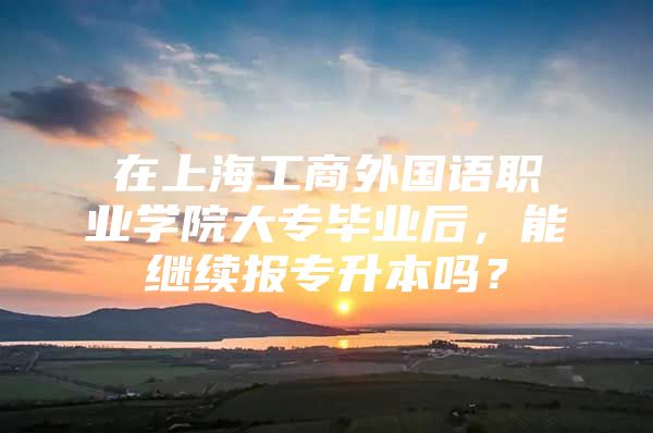 在上海工商外国语职业学院大专毕业后，能继续报专升本吗？