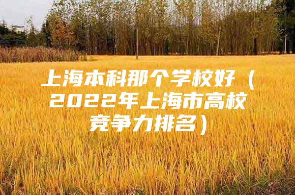 上海本科那个学校好（2022年上海市高校竞争力排名）