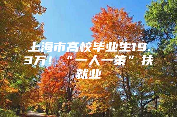 上海市高校毕业生19.3万！“一人一策”扶就业