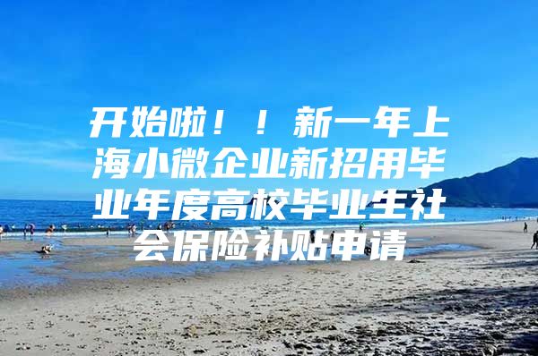 开始啦！！新一年上海小微企业新招用毕业年度高校毕业生社会保险补贴申请